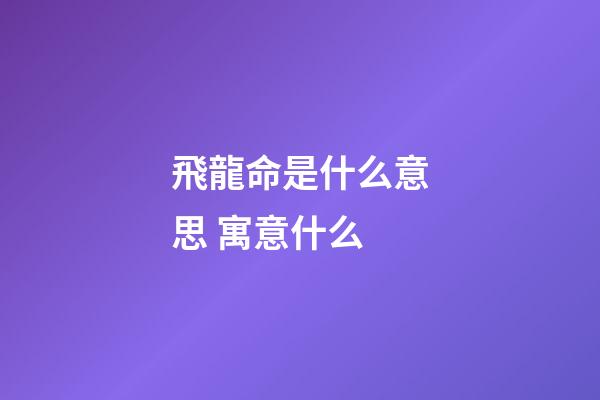 飛龍命是什么意思 寓意什么